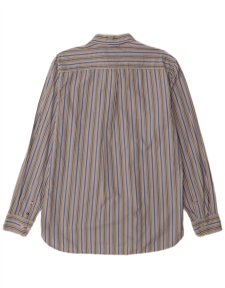 Tommy Hilfiger Herrenhemd aus mittelblauer Nadelstreifen-Baumwolle