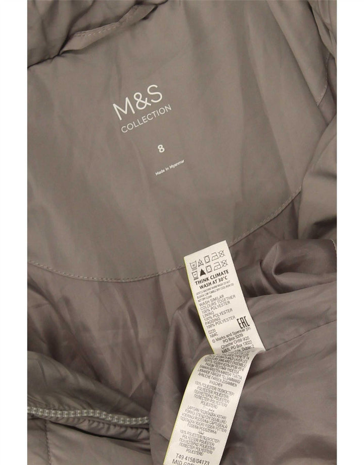 Marks & Spencer Damen Wattierter Mantel UK 8 Small Grau Polyester