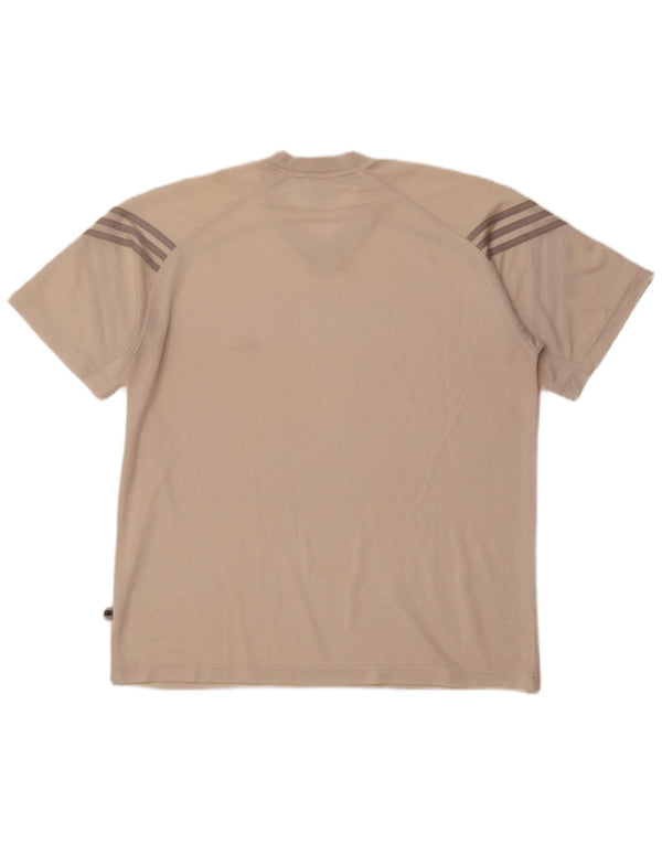 ADIDAS Herren T-Shirt Top UK 42/44 Large Beige Polyester