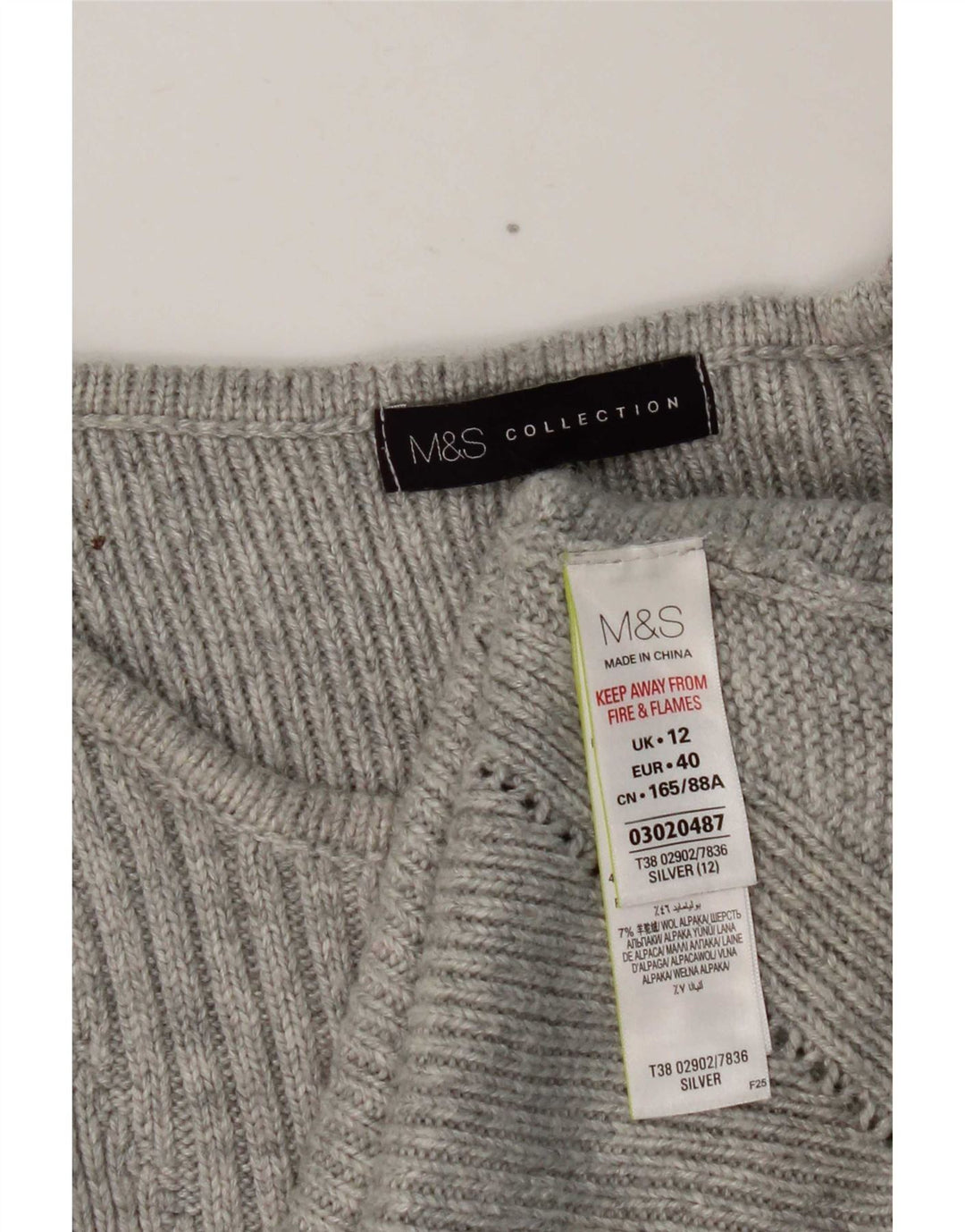 Marks & Spencer Damen-Pullover mit U-Boot-Ausschnitt, Gr. 12, Mittelsilber