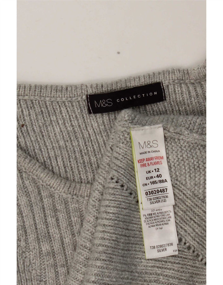 Marks & Spencer Damen-Pullover mit U-Boot-Ausschnitt, Gr. 12, Mittelsilber