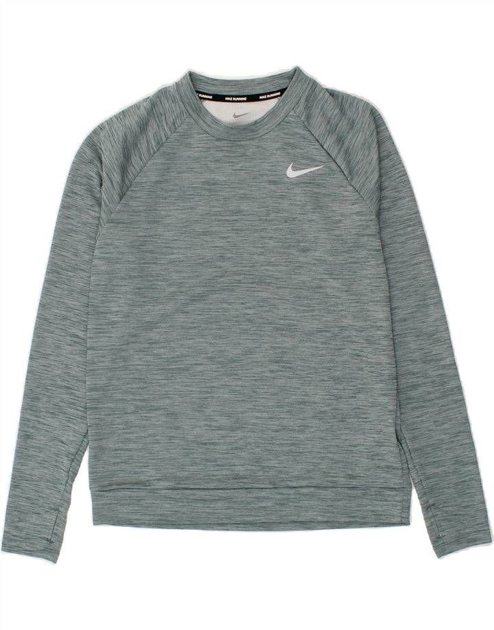 NIKE Womens Dri Fit Oversized Sweatshirt Jumper UK 10 Small Green Flecked Vintage Nike and Second-Hand Nike from Messina Hembry 