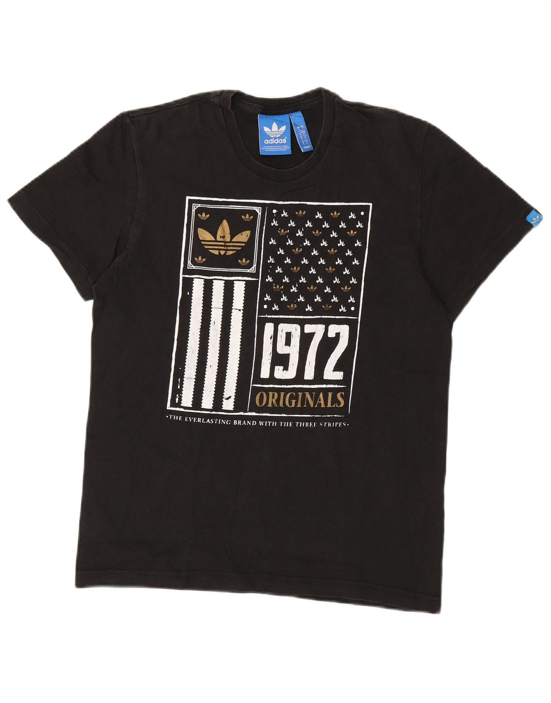 ADIDAS Herren Grafik T-Shirt Top Small Schwarz Baumwolle