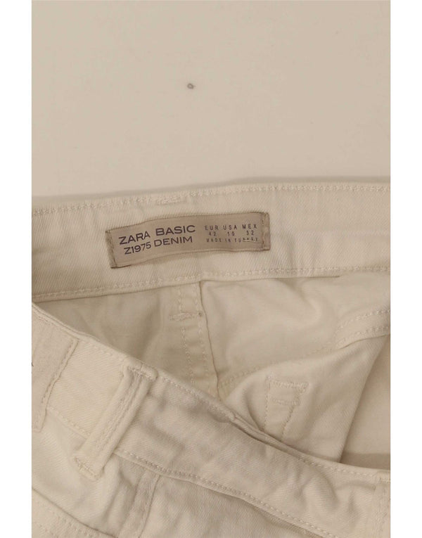Zara Damen Crop Slim Jeans EU 42 Large W32 L24 Weiße Baumwolle