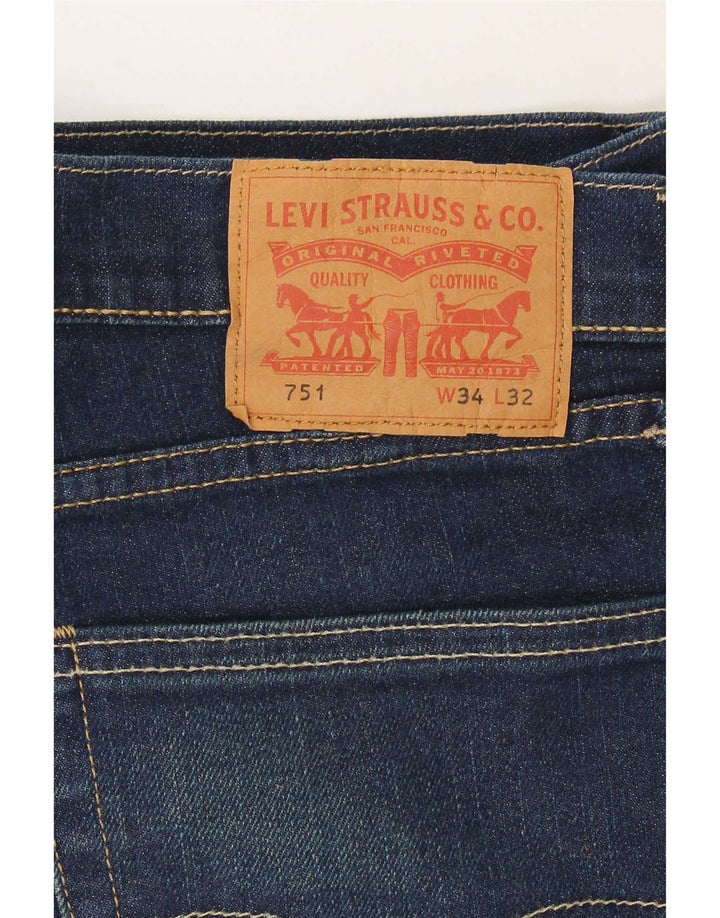 Levi's Herren 751 Straight Jeans W34 L32 Marineblaue Baumwolle