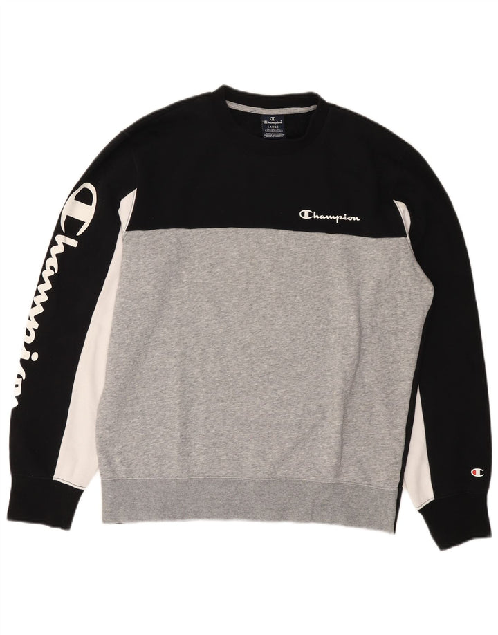 Champion Herren-Sweatshirt mit Grafik, groß, Grau, Farbblock