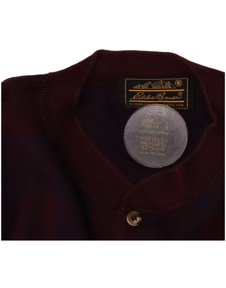 Eddie Bauer Herren-Oberteil, langärmelig, groß, Burgunderrot, kariert, Baumwolle