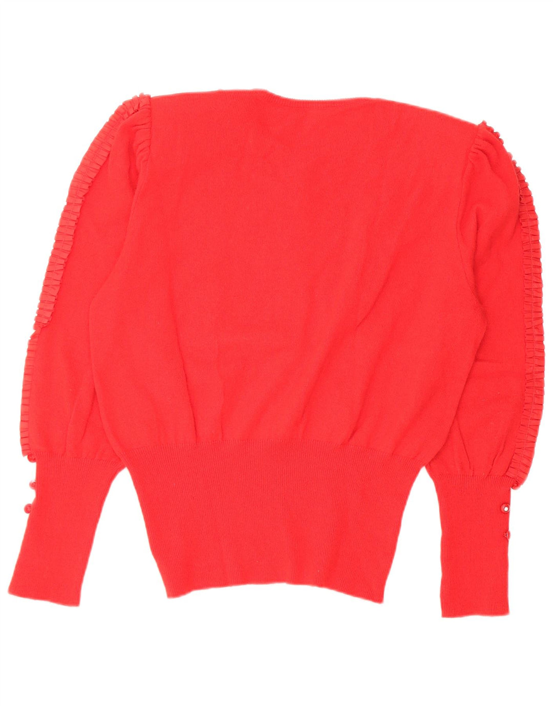 Vintage Damen Rundhalspullover Pullover UK 14 Mittelrote Wolle