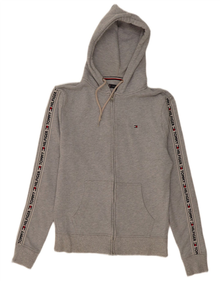 TOMMY HILFIGER Herren-Kapuzenpullover mit grafischem Reißverschluss, klein, graue Baumwolle