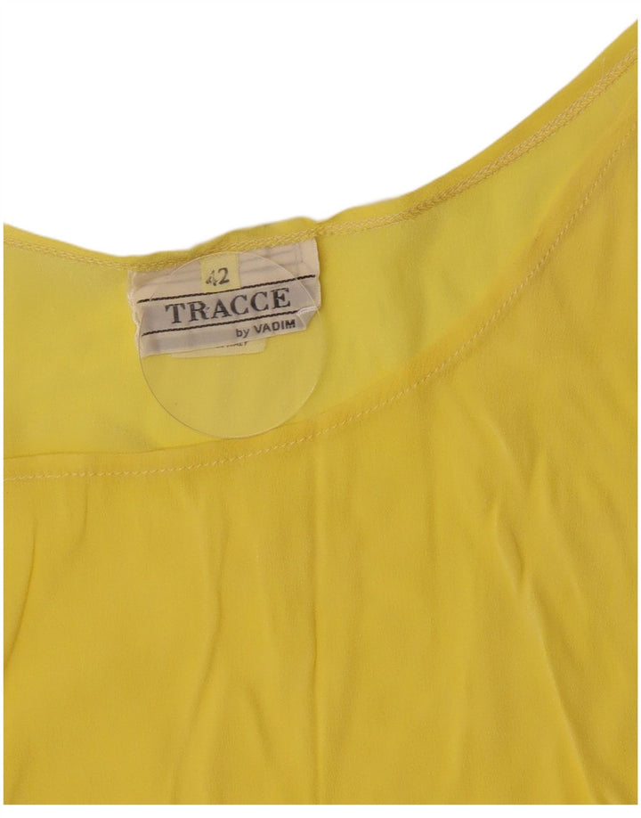 Vintage Damen Crop Ärmelloses Blusentop IT 42 Mittelgelbes Acetat