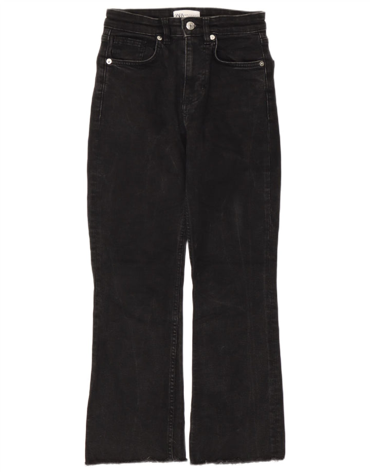 Zara Damen Bootcut Jeans EU 36 XS W26 L25 Schwarz