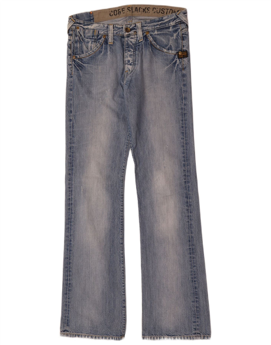 G-Star Herren Distressed Bootcut Jeans W32 L36 Blaue Baumwolle