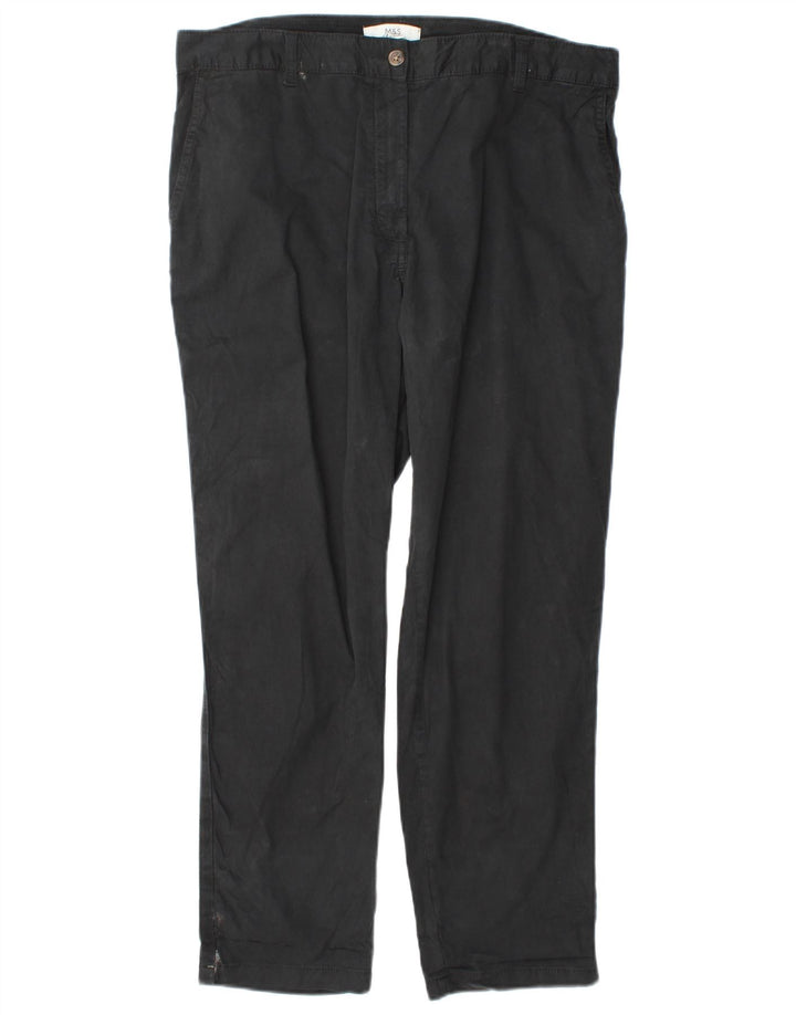 Marks & Spencer Damen Normale Hose UK 16 W38 L29 Schwarze Baumwolle