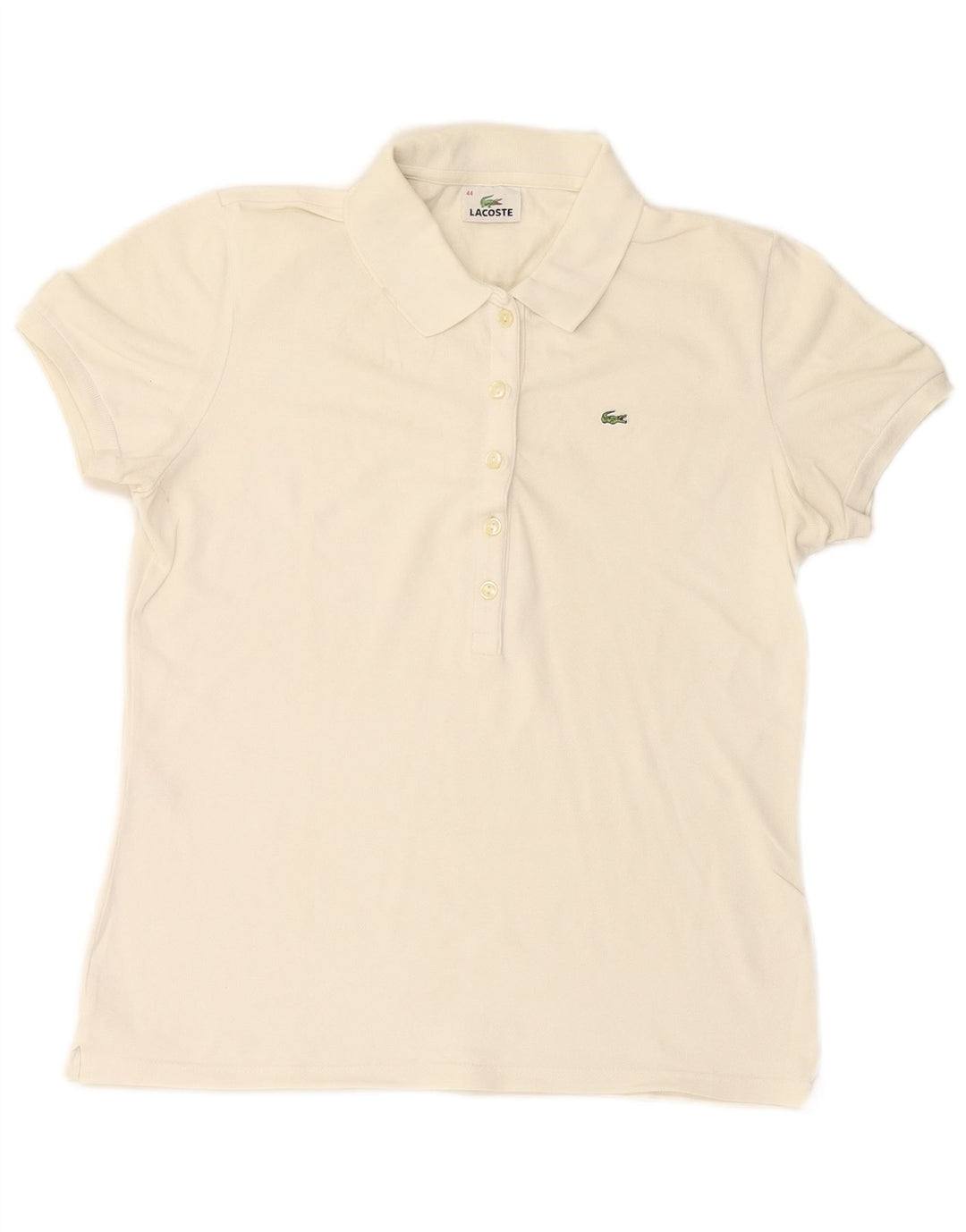 LACOSTE Damen-Poloshirt, Größe 44, große weiße Baumwolle