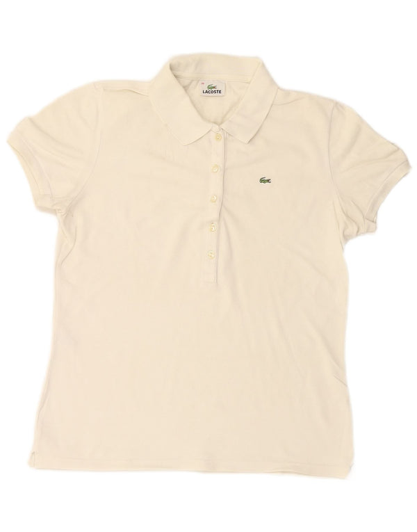 LACOSTE Damen-Poloshirt, Größe 44, große weiße Baumwolle