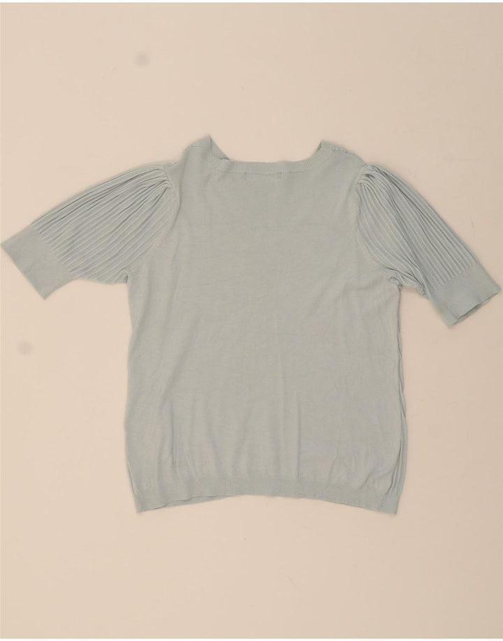 MARKS & SPENCER Womens Crop Crew Neck Jumper Sweater UK 16 Large Blue Vintage Marks & Spencer and Second-Hand Marks & Spencer from Messina Hembry 