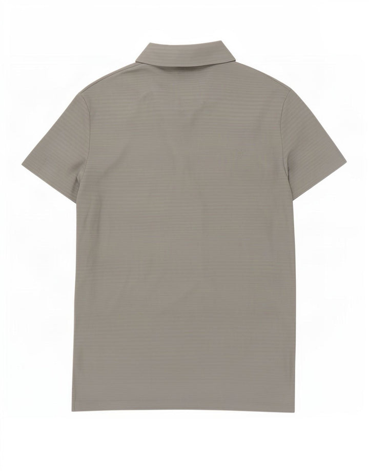Puma Damen Poloshirt UK 16 Großes graues Nadelstreifen-Polyester
