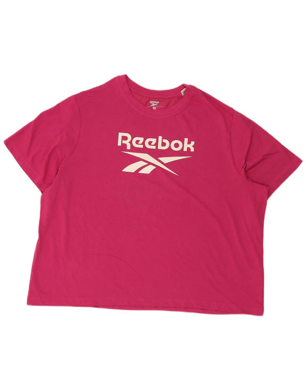Reebok Damen Graphic T-Shirt Top UK 30/32 4XL Rosa Baumwolle