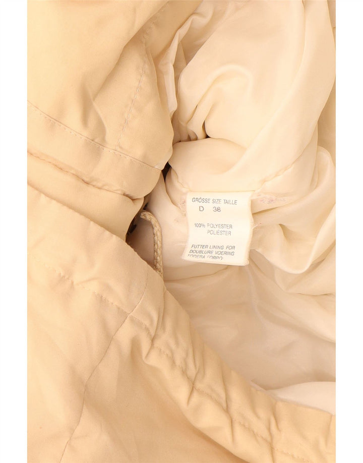 VINTAGE Wattierter Damenmantel mit Kapuze, EU 38, mittelbeigefarbenes Polyester