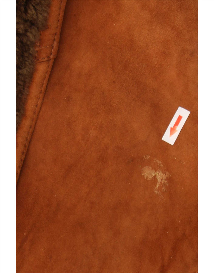 Vintage Herren Shearling Jacke IT 46 Small Brown