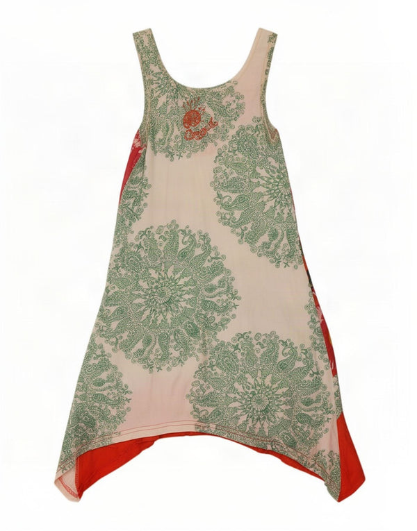 Desigual Damen ärmelloses Tunikakleid UK 8 Small Mehrfarbig mit Blumenmuster