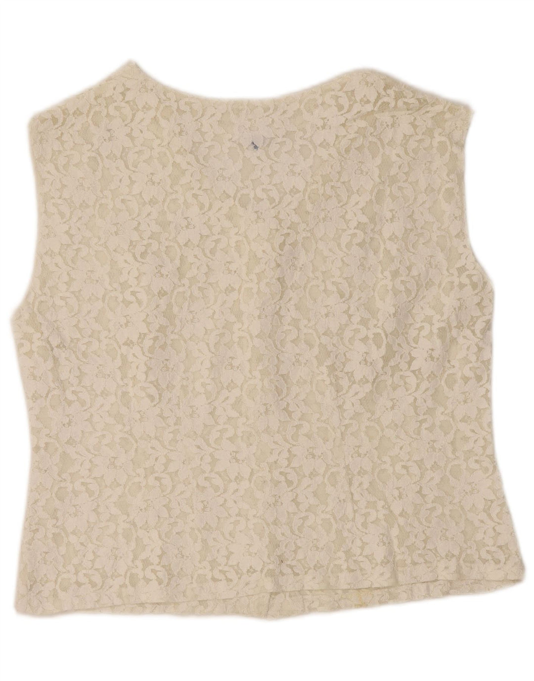 VINTAGE Damen Crop Ärmelloses Hemdbluse IT 50 XL Off White Floral