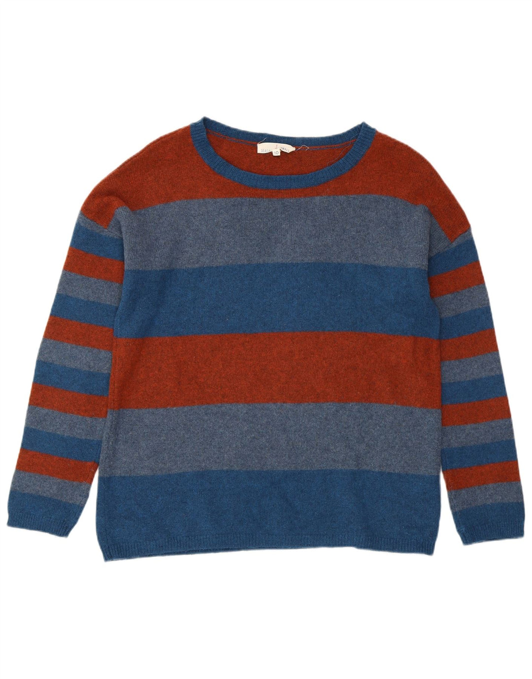 SEASALT CORNWALL Damen-Pullover mit U-Boot-Ausschnitt, Gr. 10, klein, blau gestreift