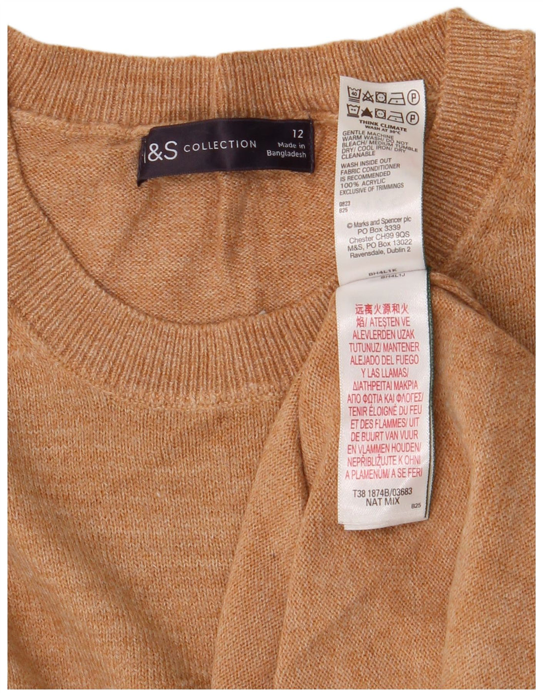 MARKS & SPENCER Damen Pullover mit Rundhalsausschnitt, UK 12, Mittelbraun