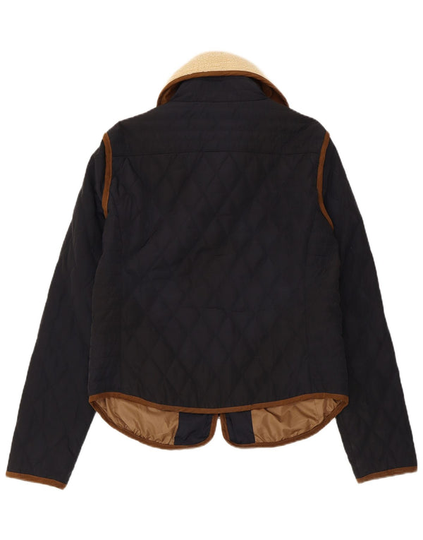Zara Damen Steppjacke UK 14 Large Marineblau Polyester
