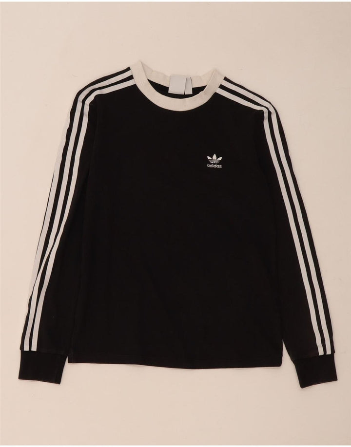 Adidas Damen Top Langarm UK 8 Small Schwarz Baumwolle