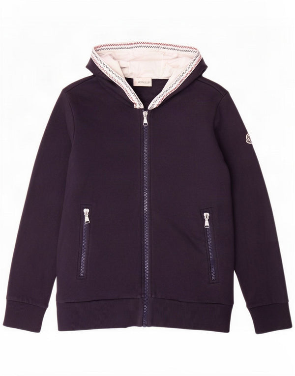 Moncler Mädchen-Kapuzenpullover mit Reißverschluss, 13–14 Jahre, marineblaue Baumwolle
