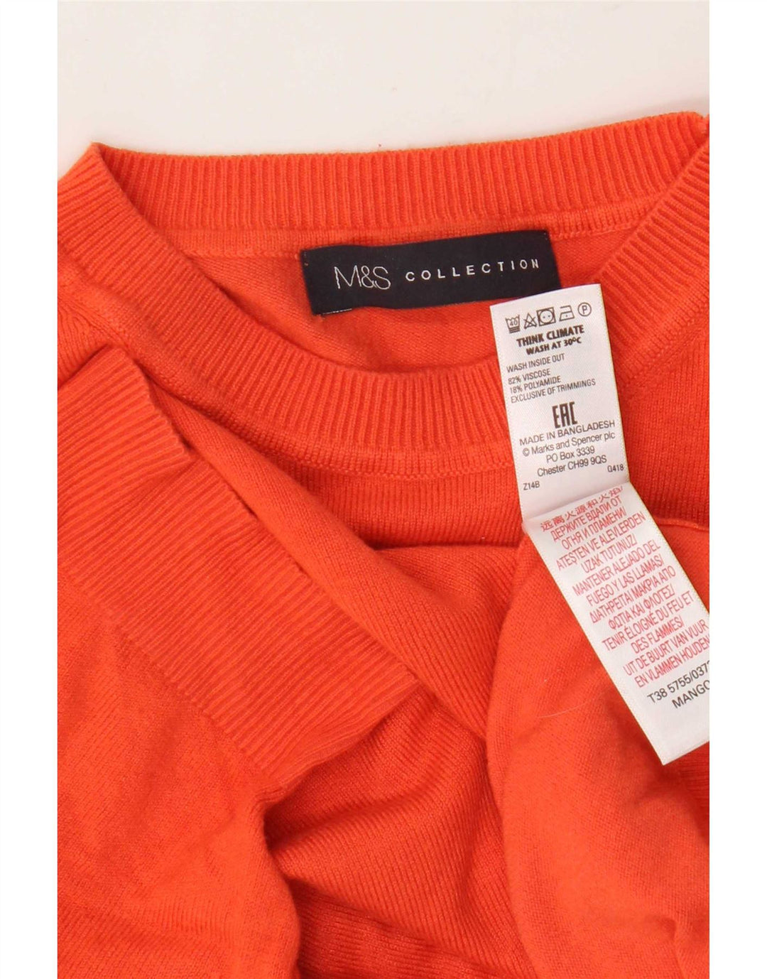 Marks & Spencer Damen-Pullover mit Rundhalsausschnitt, Gr. 12, mittelorange