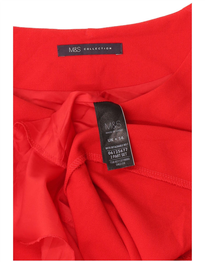 Marks & Spencer Damen Etuikleid UK 14 Large Rot Polyester