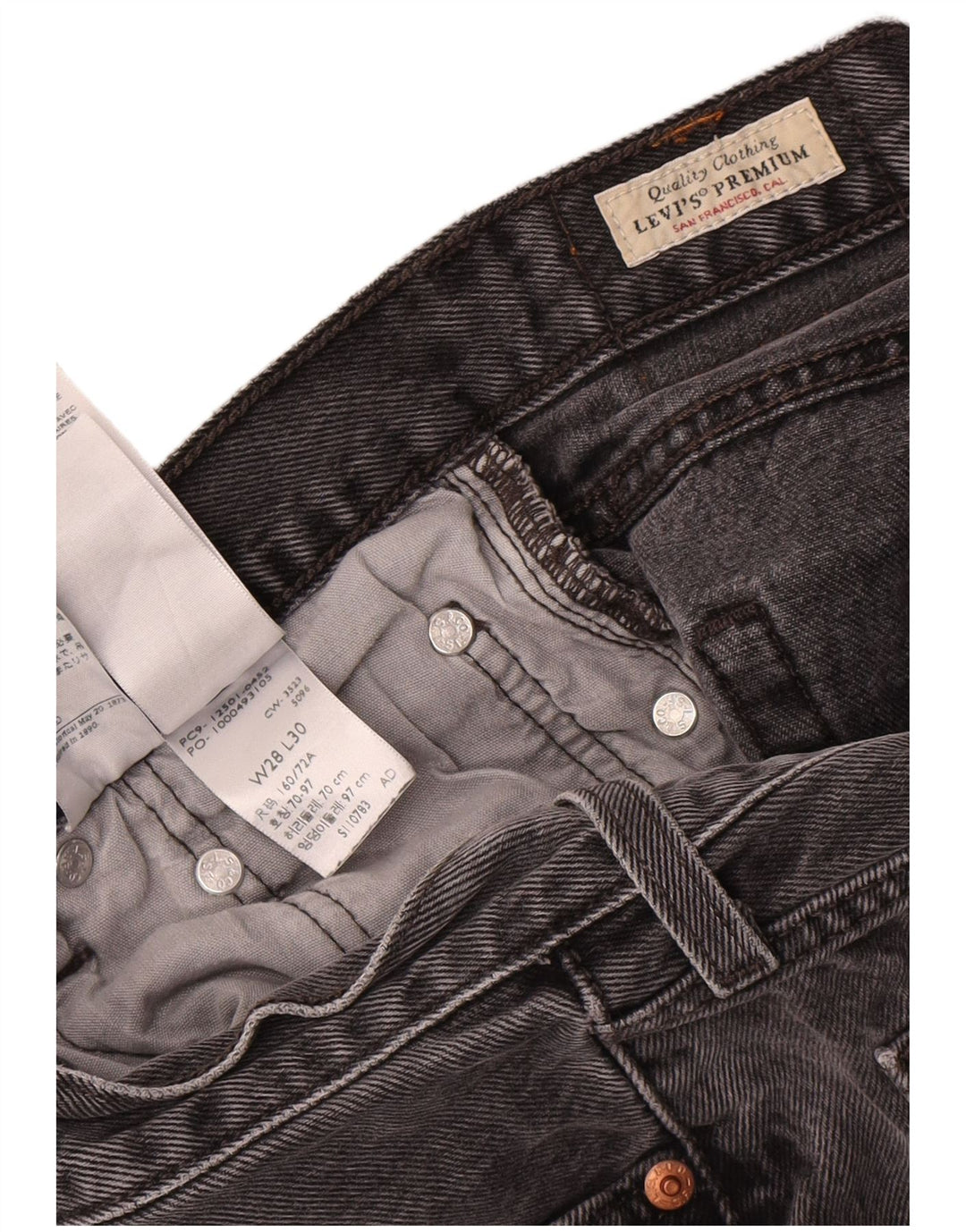 Levi's Damen 501 Straight Jeans W28 L26 Graue Baumwolle