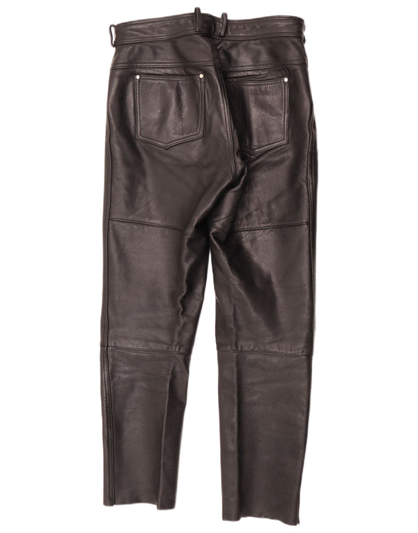 Vintage Mens Moto Racer Leather Trousers W32 L29 Black