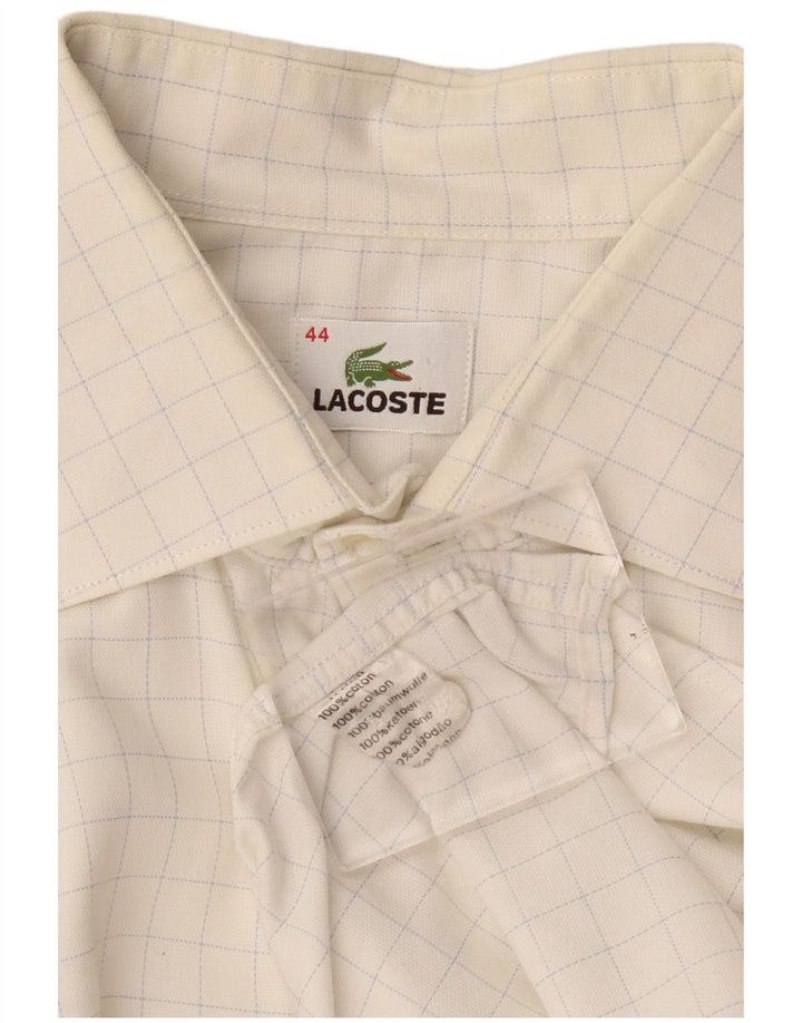 Lacoste Herrenhemd Größe 44 XL weiß karierte Baumwolle