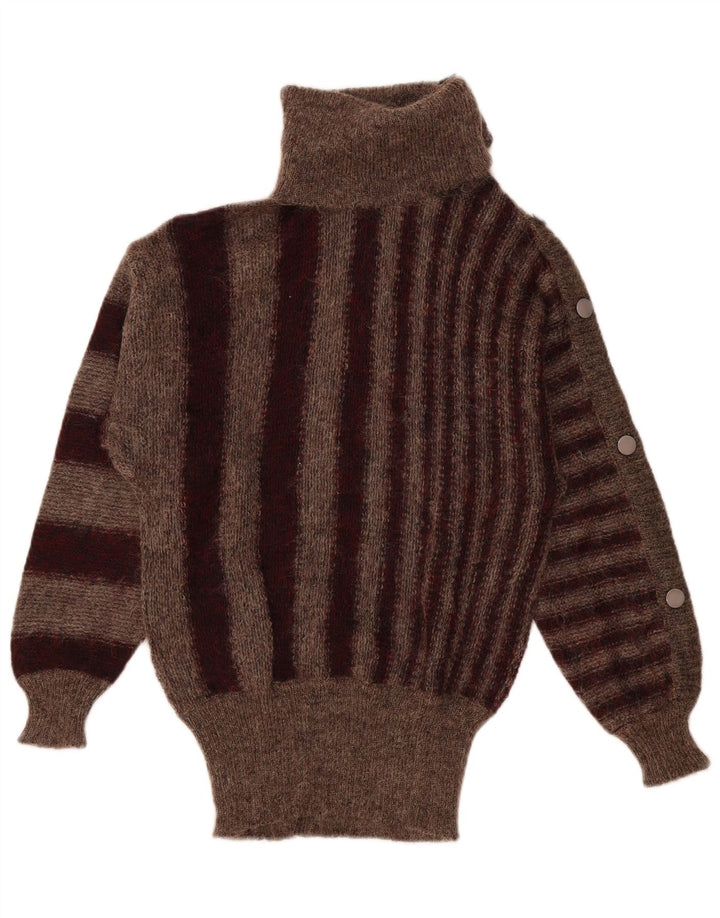 Vintage Damen Rollkragenpullover IT 44 Mittelbraun gestreift