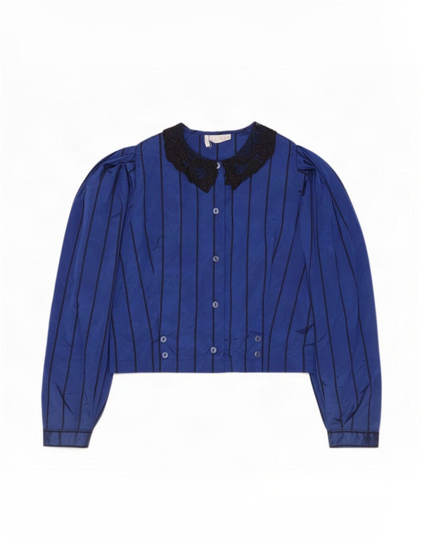 Caprice Damen Crop Shirt Bluse EU 36 Small Blau gestreift