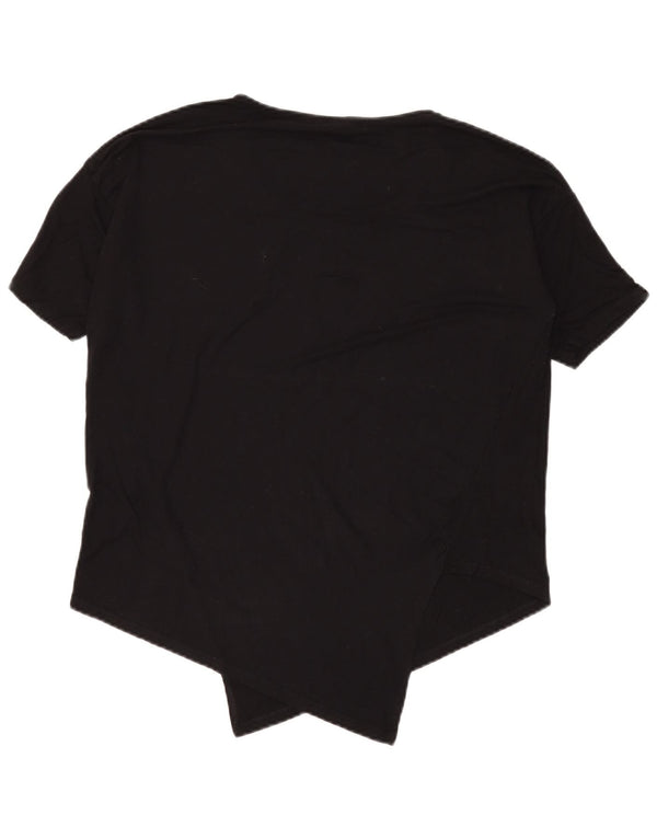 Desigual Damen Asymmetrisches Grafik-T-Shirt-Oberteil UK 18 XL Schwarz