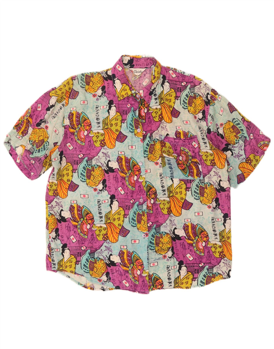 Christian Womens Graphic Short Sleeve Shirt UK 14 Large Mehrfarbig