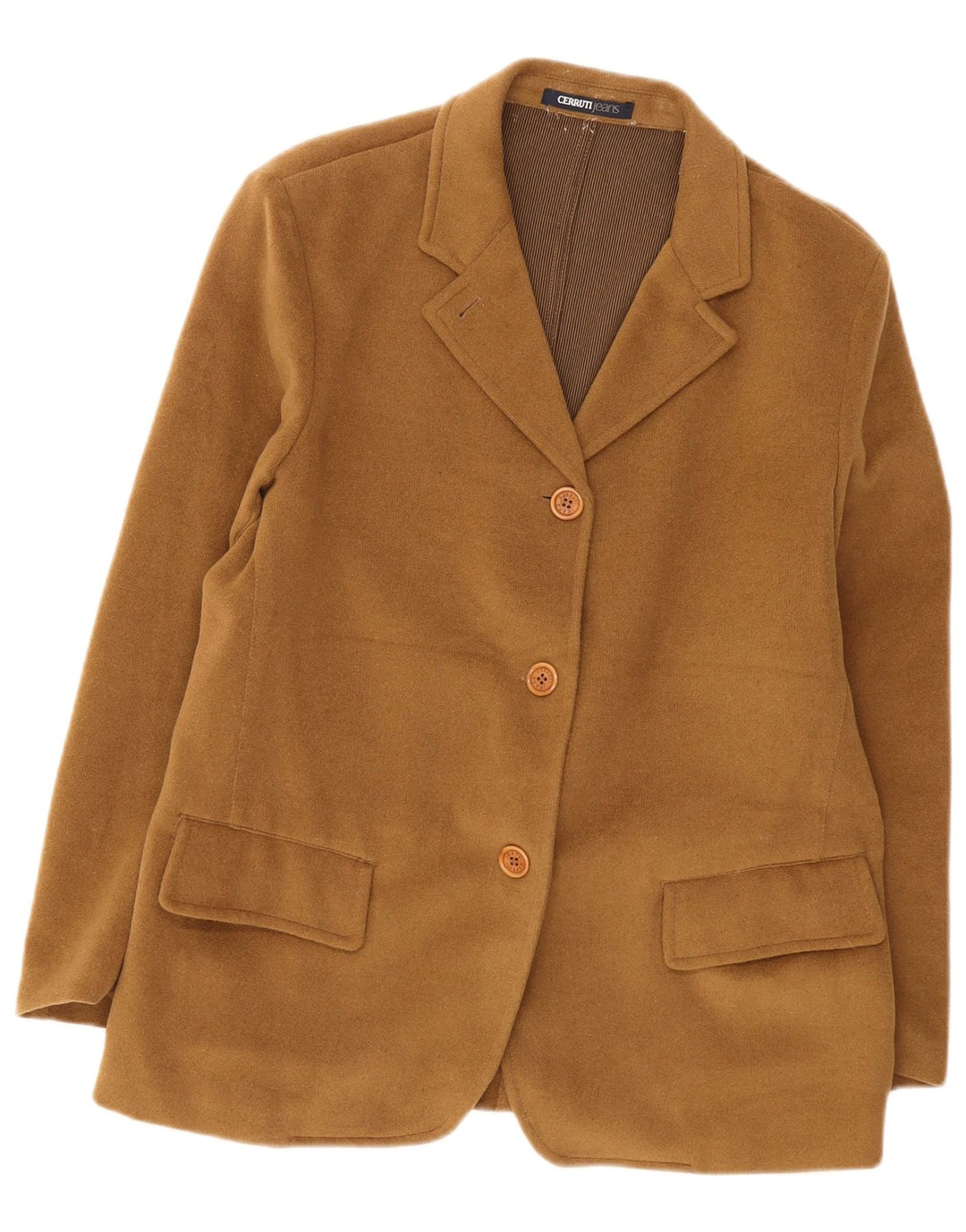 Cerruti Damen 3-Knopf-Blazerjacke UK 16 Large Braun Polyester