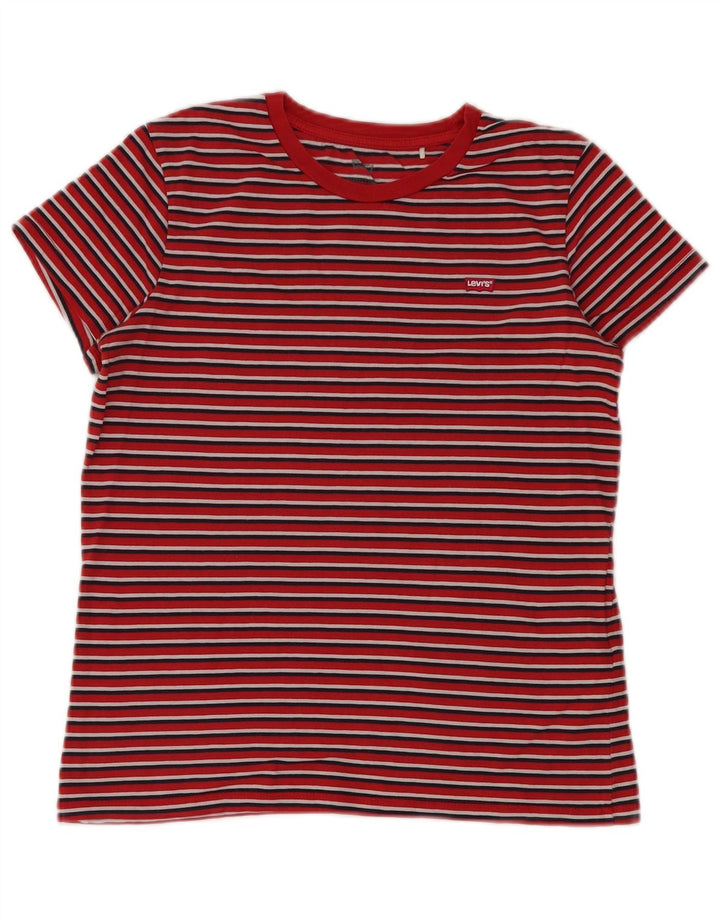 LEVI'S Herren-T-Shirt-Oberteil, klein, rot gestreift, Baumwolle