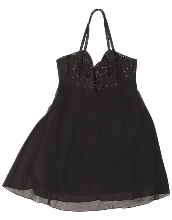 Charlotte Halton Mini-Neckholder-Kleid für Damen, UK 12, Mittelschwarz, Polyester
