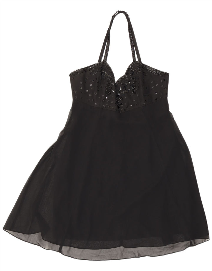 Charlotte Halton Mini-Neckholder-Kleid für Damen, UK 12, Mittelschwarz, Polyester