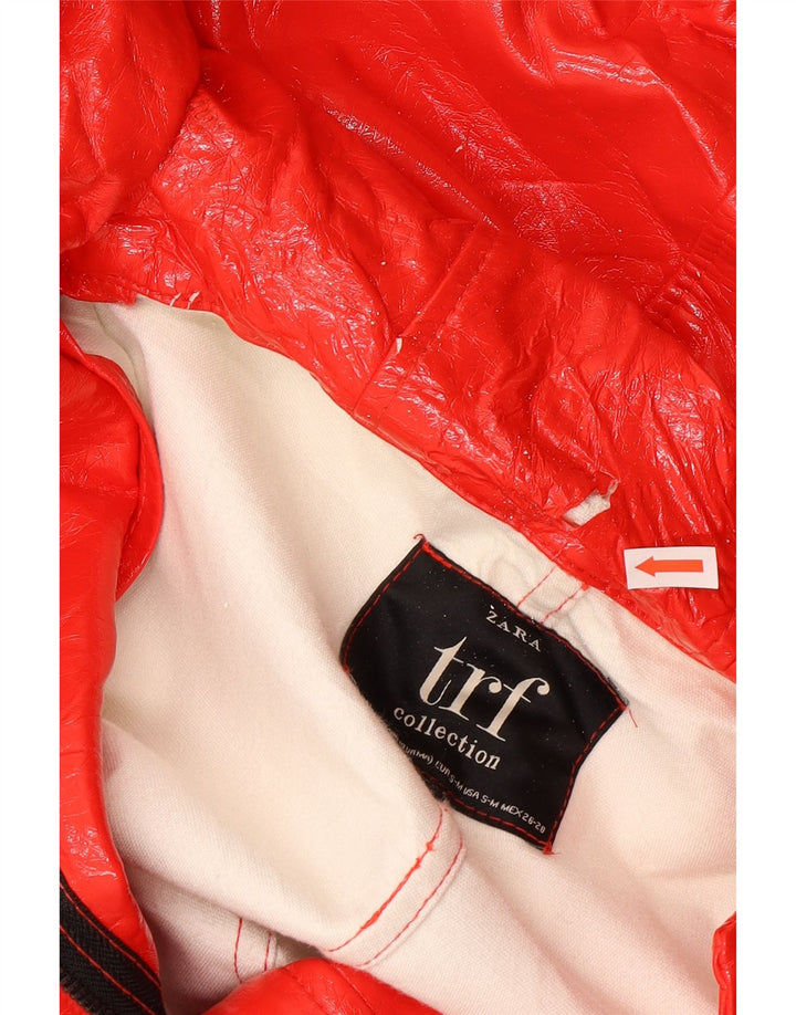 Zara Damen-Regenjacke mit Kapuze, UK 10, Größe S, Rot, Polyethylen
