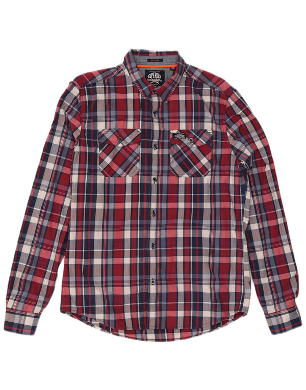 Superdry Mens Regular Fit Shirt Large Red Check Cotton