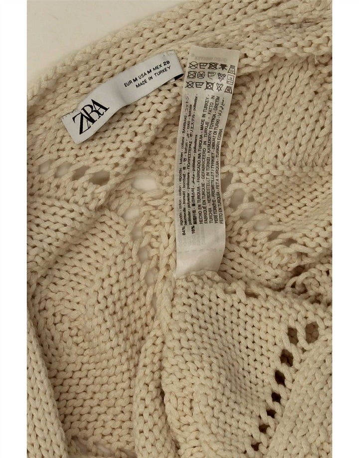 Zara Damen-Cardigan-Pullover UK 14 Mittelbeige Baumwolle