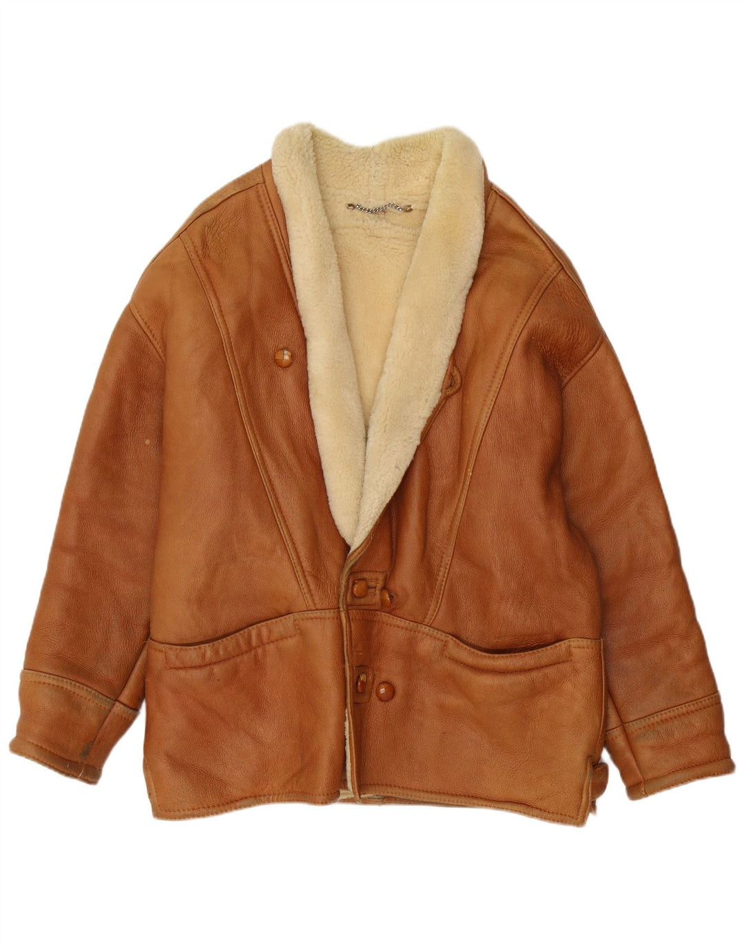 Vintage Herren Shearling Jacke UK 40 Großes braunes Shearling
