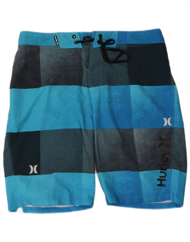 Hurley Herren-Badeshorts mit Grafik, mittelblaues Farbblock-Polyester