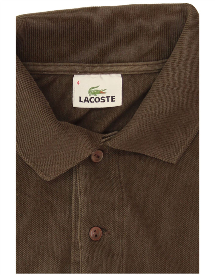 Lacoste Herren-Poloshirt, Größe 4, mittlere Khaki-Baumwolle